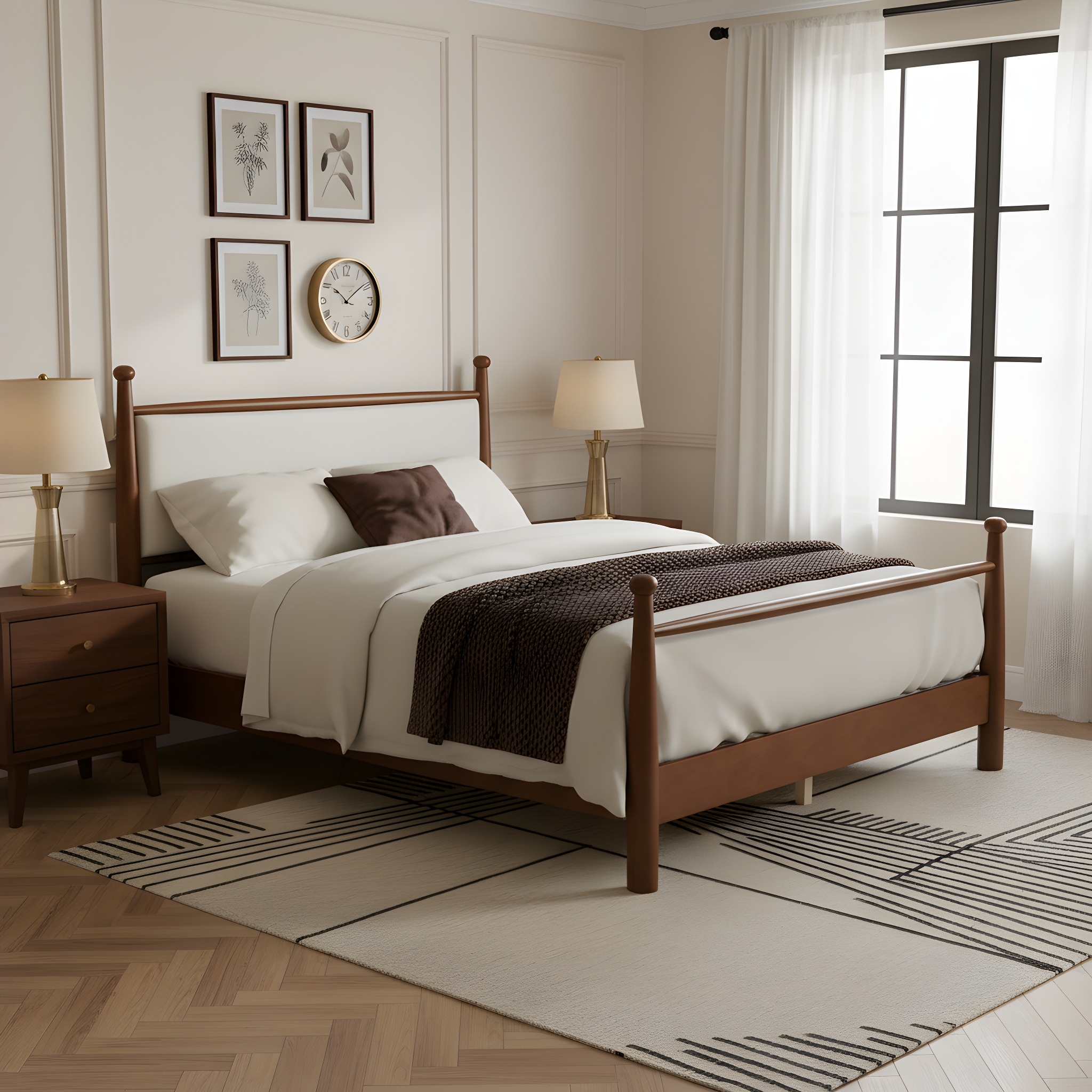 Christopher Knight Home Aurelius Poplar Upholstered Solid Poplar and Plywood Bed Frame with Soft Headboard