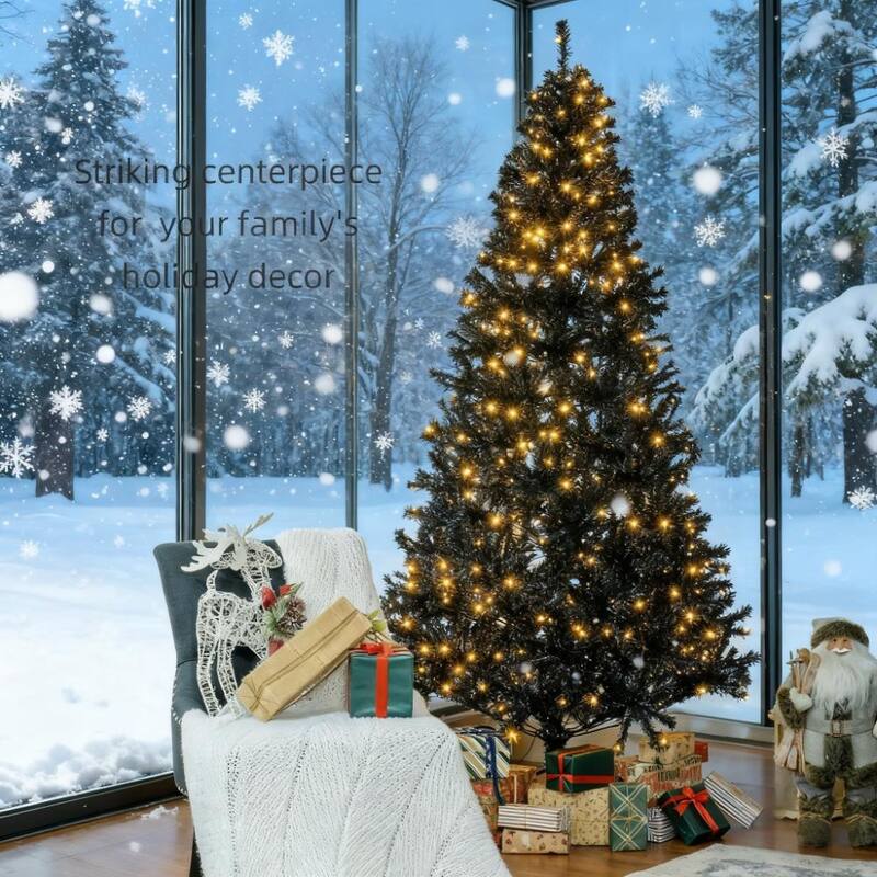 7.5 FT Tall PreLit Artificial Christmas Tree - Black