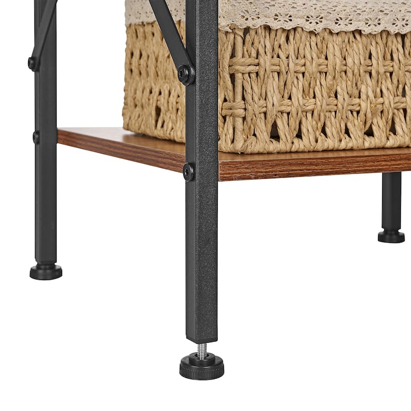 Javlergo 2 Pack X Frame Nightstand with Removable Fabric Drawer Easy to Clean Multifunctional End Table with Open Shelf