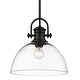 preview thumbnail 4 of 13, Hines 1 Light Pendant Clear Glass/Matte Black