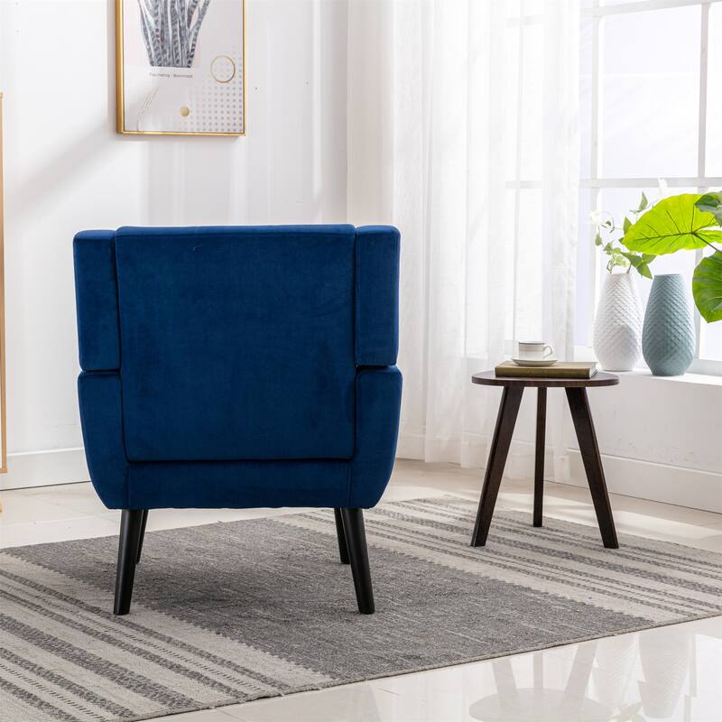 Stylish Upholstered Seating Armchair with Tapered Metal Legs, Light Blue Single Sofa Chair Accent Chair with Flared Armrests