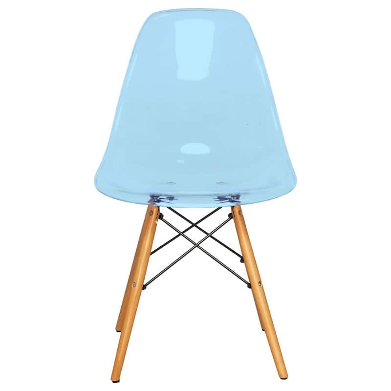 Cresco Acrylic Dining Chair in Solid Beech Wood Legs Banquet Side Chair (Set of 2) for Indoor and Outdoor - 32" Height