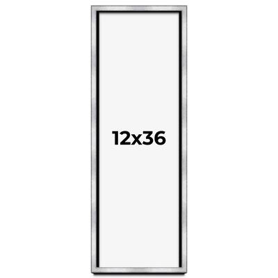12x36 Shadow Box Frame Silver | 1.375 Inches Deep Real Wood