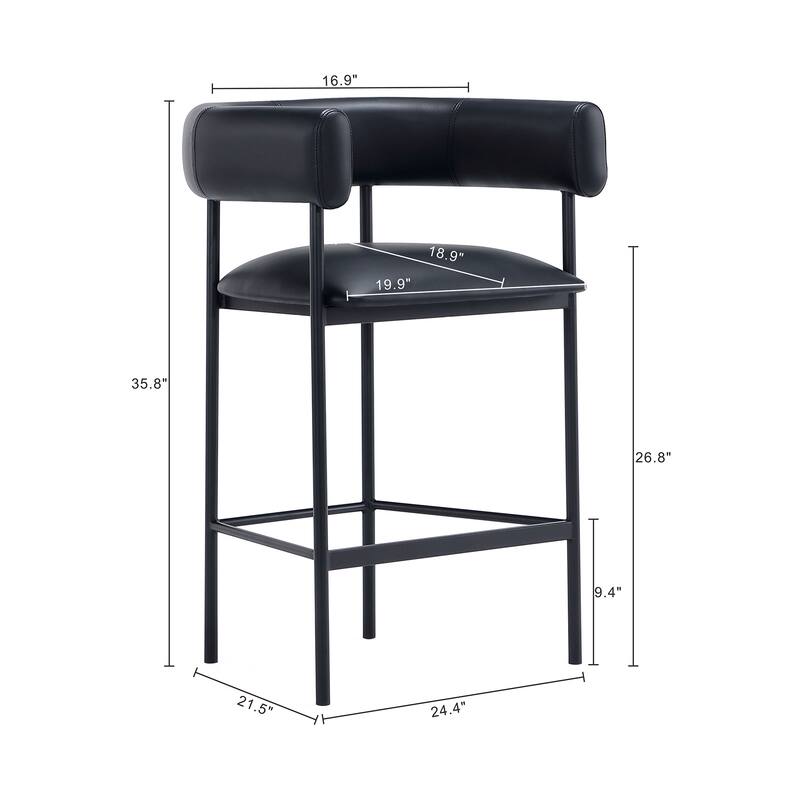 Manhattan Comfort Onda Metal Vegan Leather Counter Stool