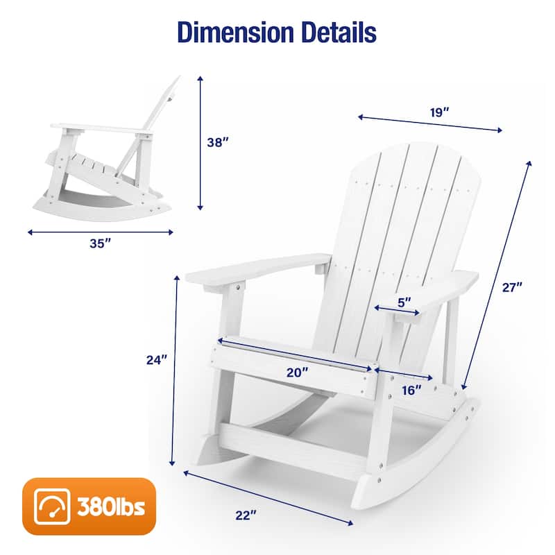 WINSOON HIPS All Weather Outdoor Indoor Oversized Rocking Chair,Adirondack Rocking Chair Set of 4