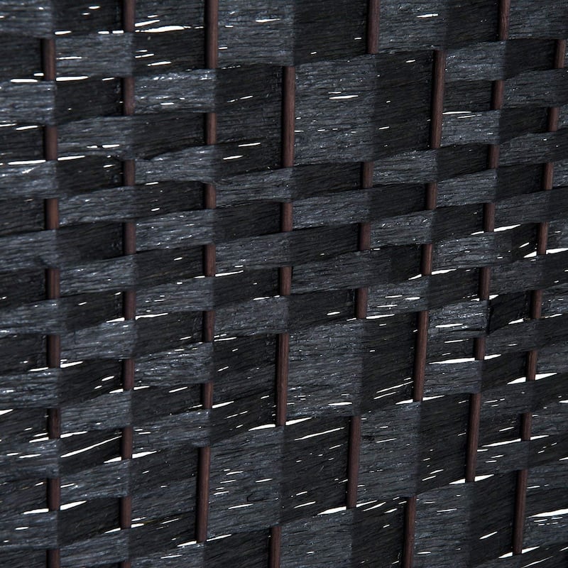 HomCom 6' Tall Wicker Weave Three Panel Room Divider Privacy Screen - Black Wood