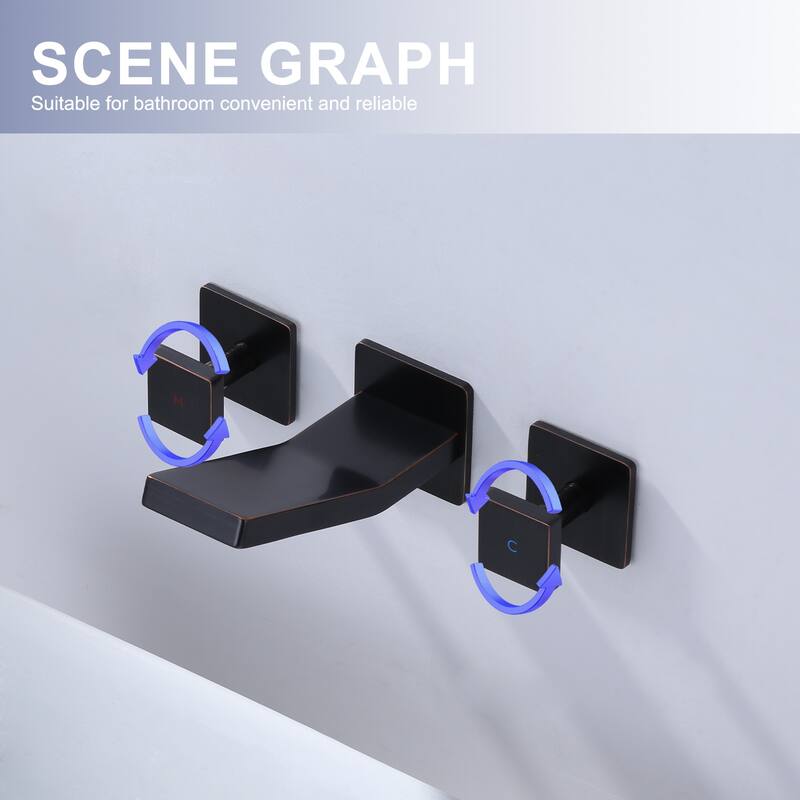 WOWOW Dual- Handle Waterfall Bathroom Wall-mount Faucet in Modern