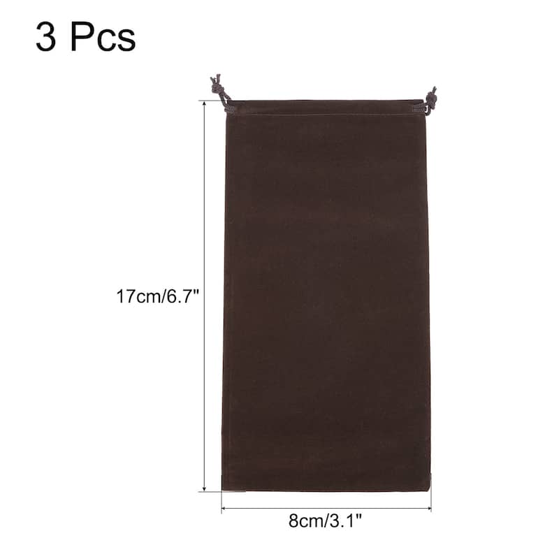 Microfiber Pouch Soft Storage Drawstring Gift Bag for Glasses Wedding - Brown - 17x8cm