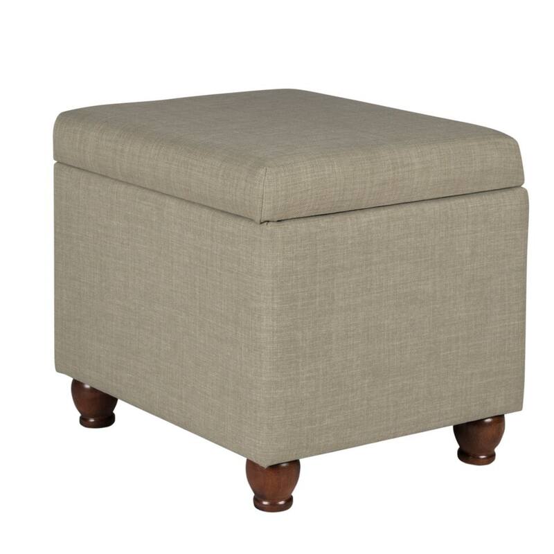 Porch & Den Hillhurst Medium Tan Linen Storage Ottoman