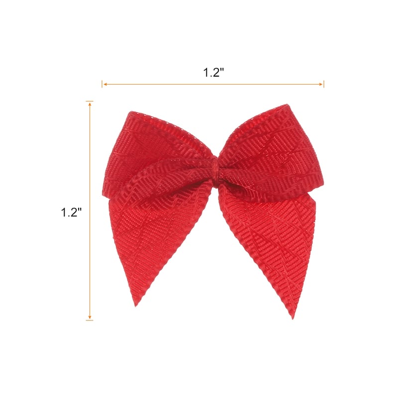 50Pcs Mini Ribbon Bow 1.2" Mini Fabric Satin Craft DIY - Red