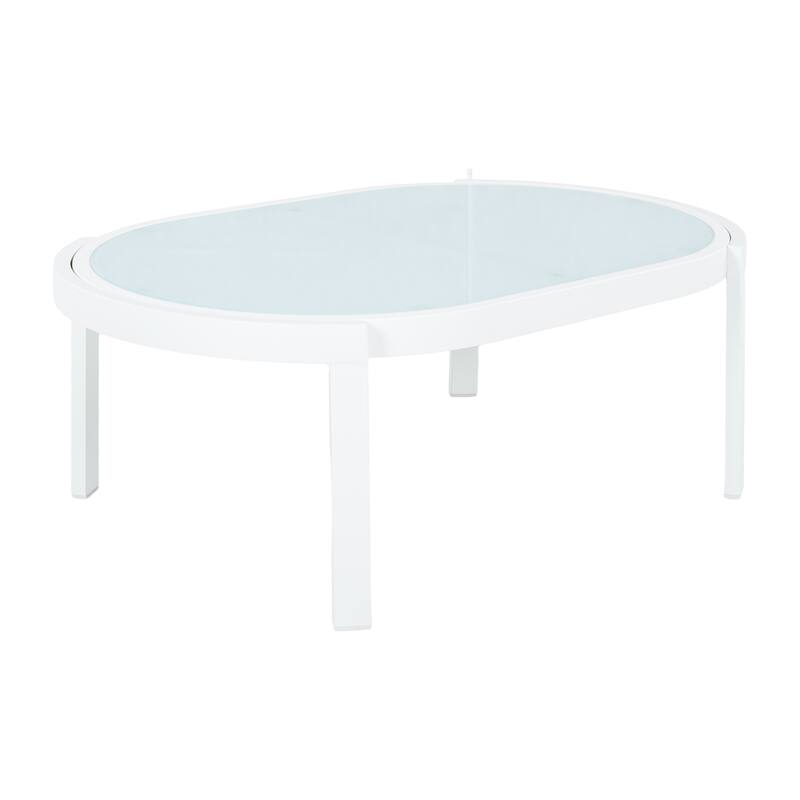 Christopher Knight Home - Aurelia Modern Aluminum Outdoor Oval Coffee Table with Tempered Glass Top