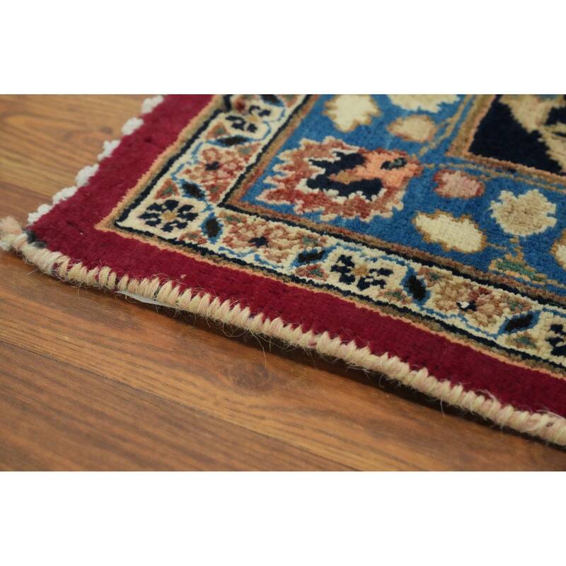 Hand Knotted Oriental 100% Wool Carpet Traditional Floral Red Mashad Area Rug - 13' 0'' X 9' 10''