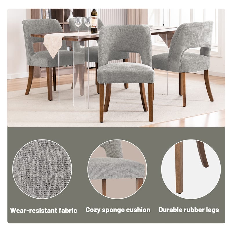 Dining Chairs Set of 2/4/6,Fabric Upholstered Kitchen Chairs with Wood Legs