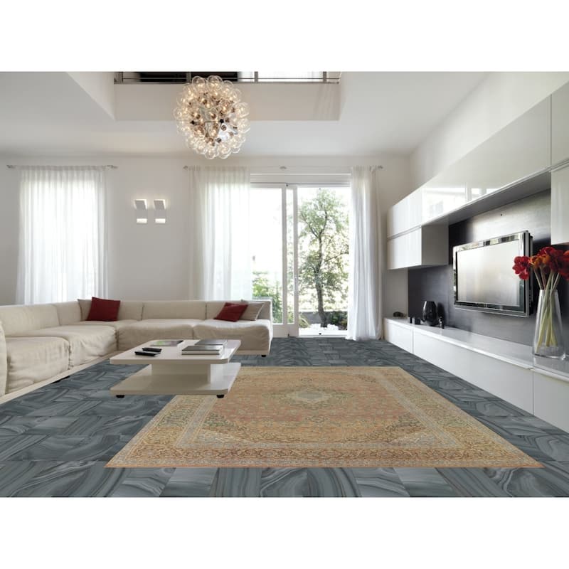 Traditional Large Kashan Persian Rug Hand-Knotted Wool Carpet - 9'7" x 14'4"