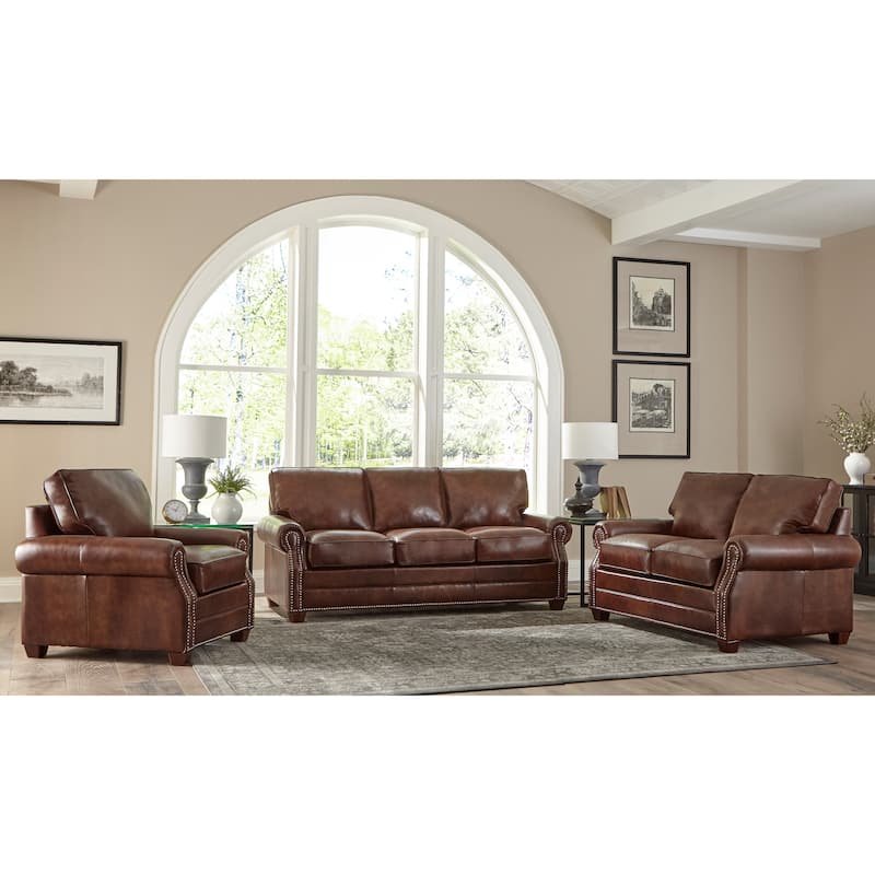 Made in USA Revo Top Grain Leather Sofa, Loveseat and Chair Set