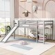 preview thumbnail 35 of 46, Twin Size Loft Bed with Slide, Multifunctional Design, White
