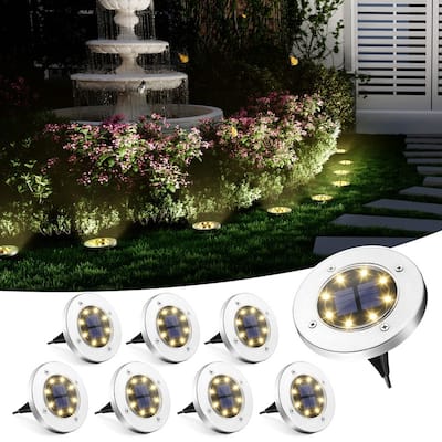 FKHouse Warm White 8 LED Solar Outdoor Waterproof In-Ground Path Lights