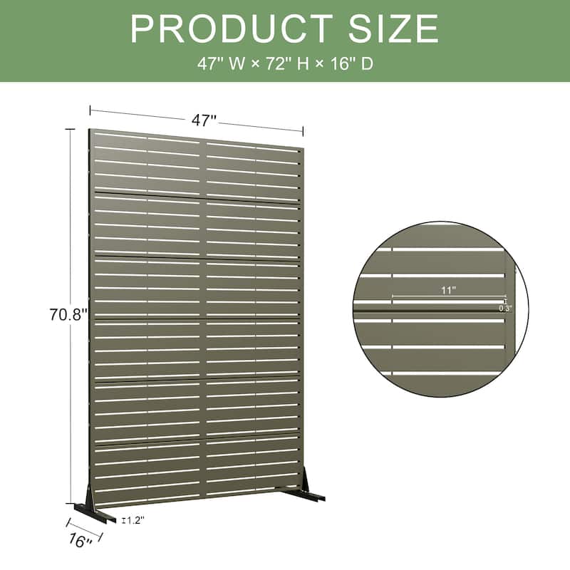 Dovelina 6ft.Outdoor Freestanding Metal Privacy Screen Decorative Garden Fence
