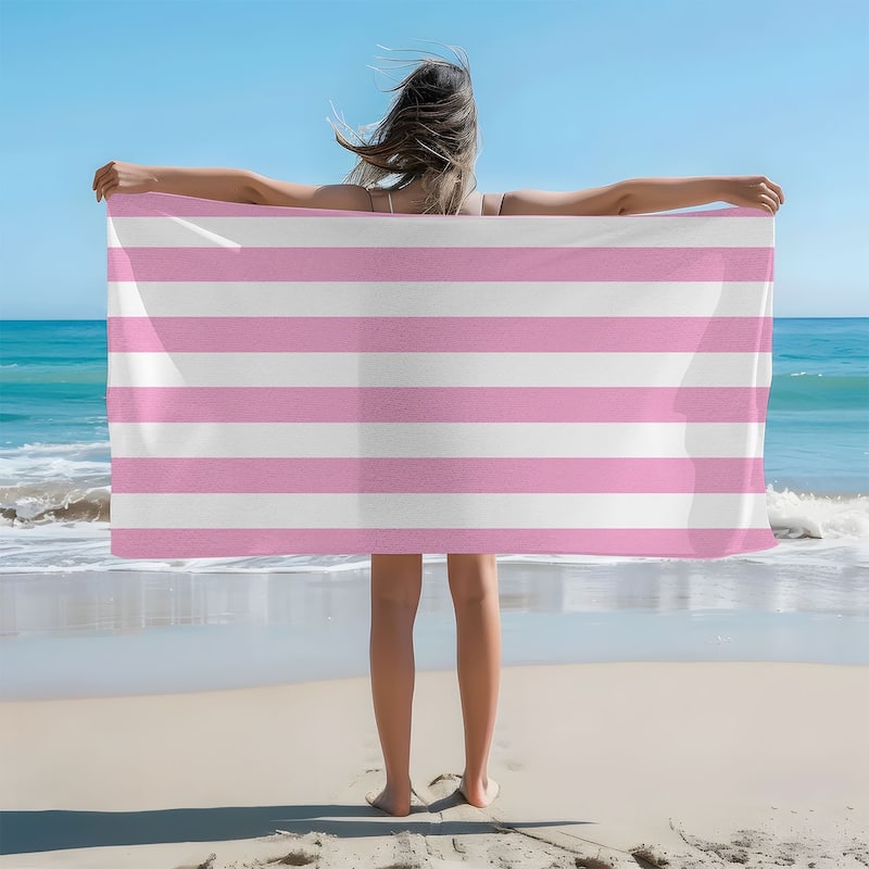 Large Cabana Stripe Beach Towel 30"x60", 35"x70" - 35"x70" - Pink