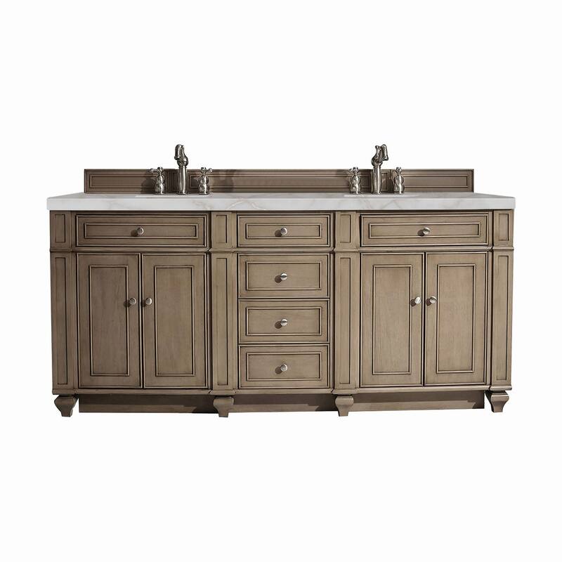 James Martin Vanities 157-V72-3VSL Bristol 72" Double Basin Walnut - Whitewashed Walnut
