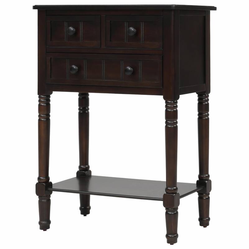 Narrow Console Table with 3 Drawers and Bottom Shelf