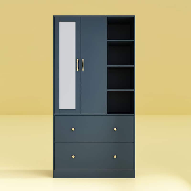 Scalable Hanging Rod Wardrobe Closet Armoire Mirror Space Saving