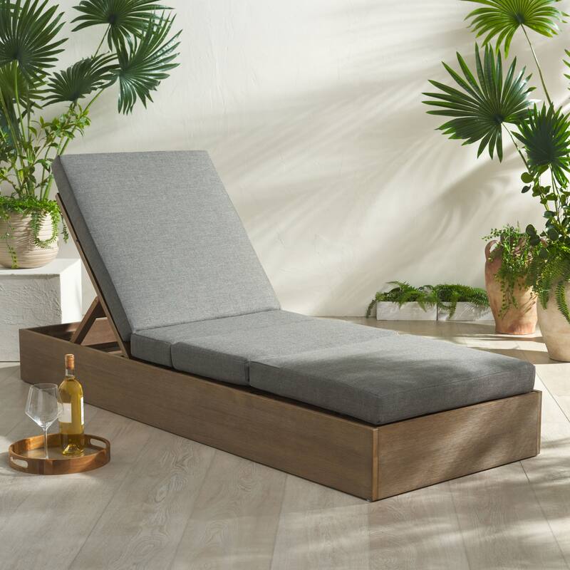 SAFAVIEH Couture Cornie Wood Chaise Lounge Chair - 37 In. W x 78 In. D x 14-34 In. H - 37"W x 78"D x 14-34"H