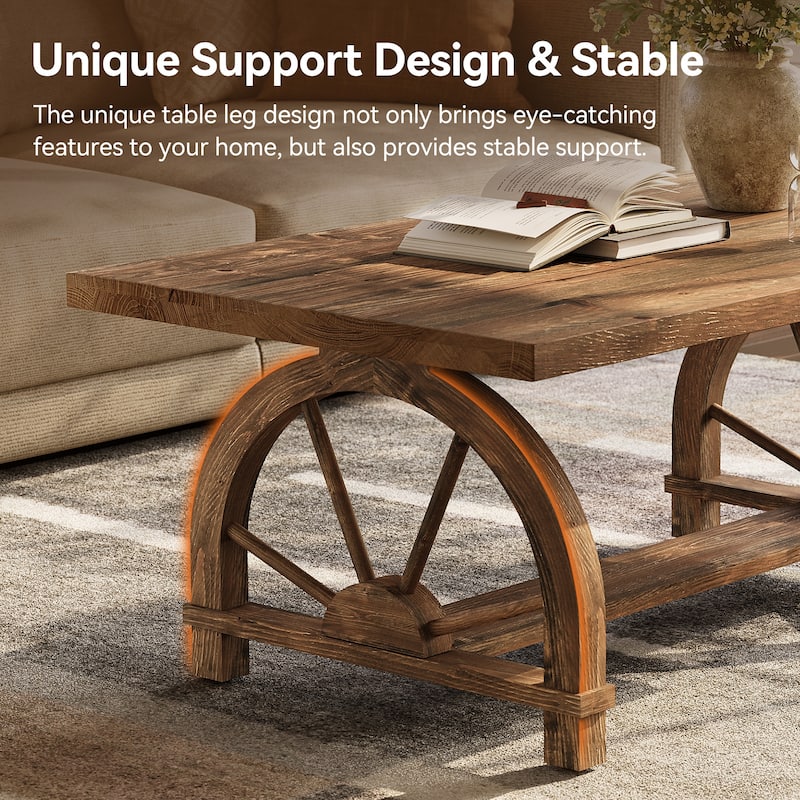 Solid Wood Coffee Table, Rectangular Cocktail Table, Living Room Center Tea Table