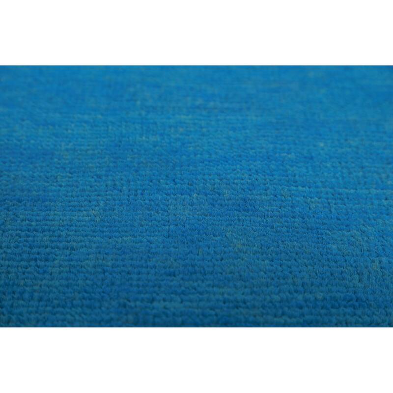 Hand Knotted Oriental 100% Wool Carpet Modern Solid Navy Blue & Blues Gabbeh Area Rug - 13' 9'' X 10' 1''