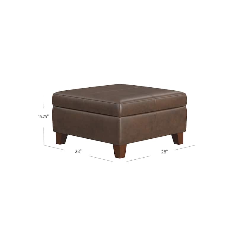 Copper Grove Luxury Large Faux Leather Storage Ottoman