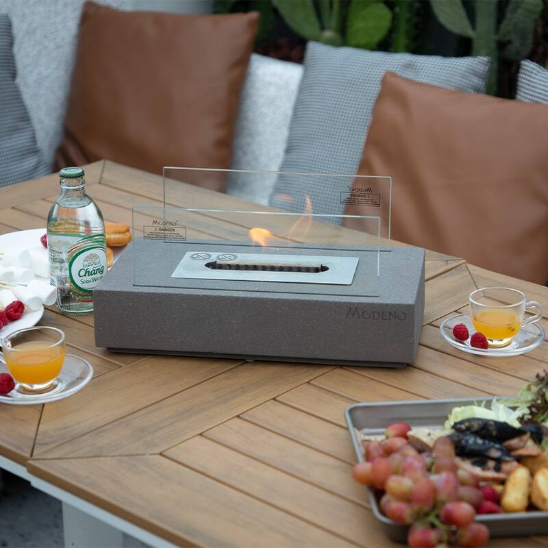 Envelor Indoor Outdoor Concrete Bioethanol Tabletop Fireplace Table Top Firepit Outdoor Patio Fire Place