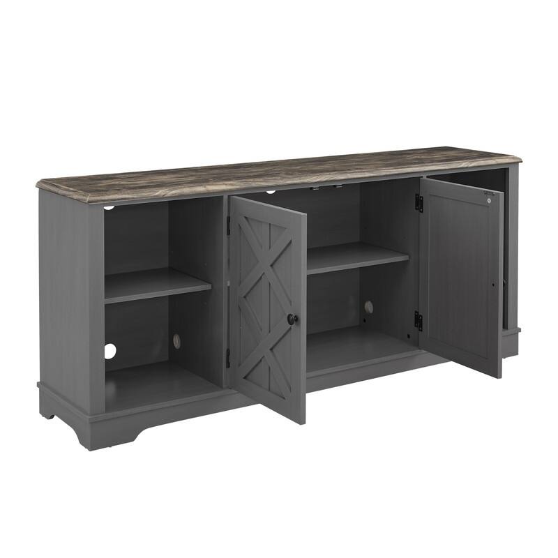 70-inch Extra-Wide Rustic TV Stand for 80" TVs - Natural Wood Finish