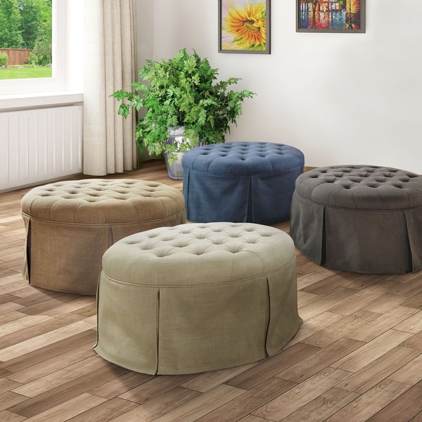 slide 1 of 7, Furniture of America Civa Traditional Fabric Tufted Cocktail Ottoman
