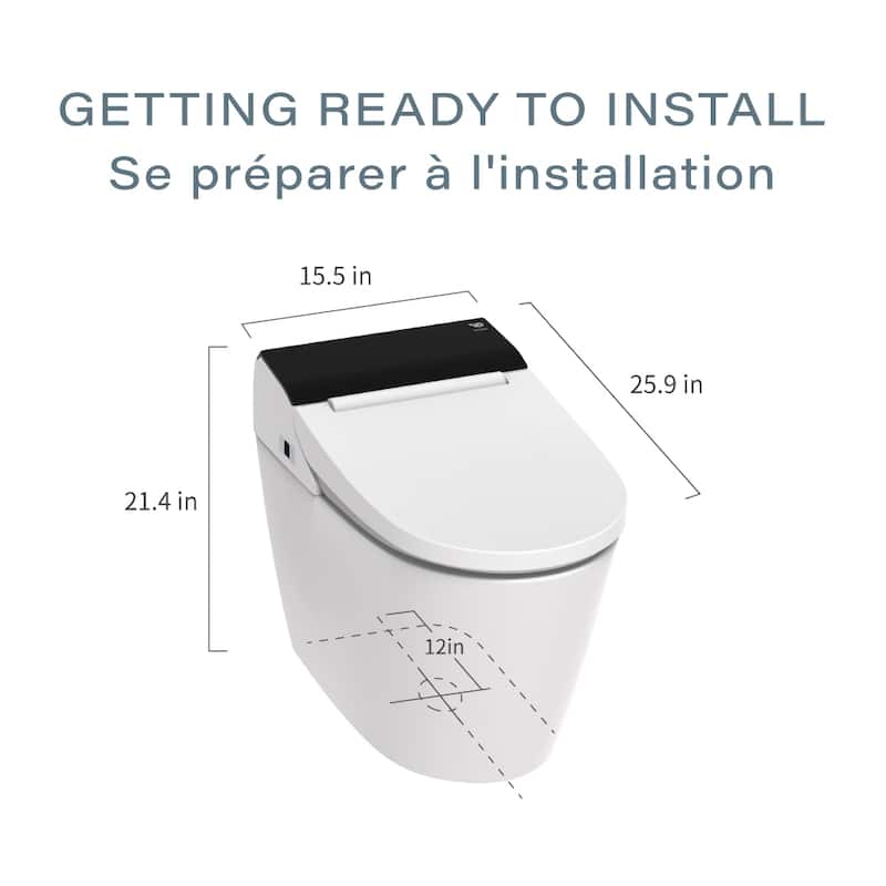 VOVO STYLEMENT Tankless UV LED Sterilization Smart Toilet in White - N/A