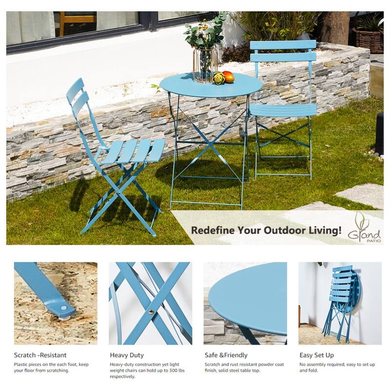 Round 2 Person - 23.6" Long Bistro Set (6 Colors )
