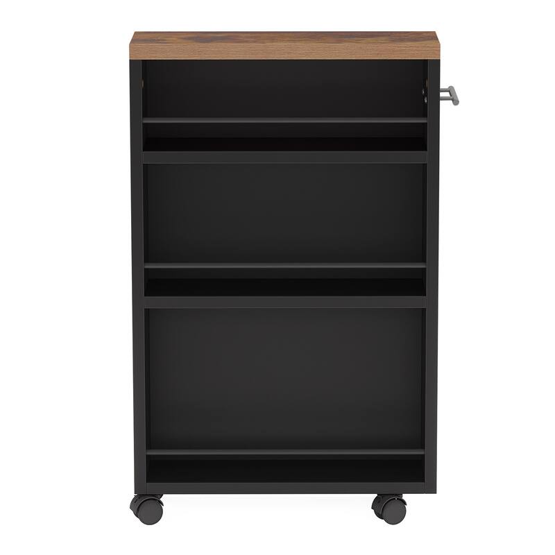 20" 4-Tier Narrow Rolling Kitchen Utility Cart Brown & Black Finish
