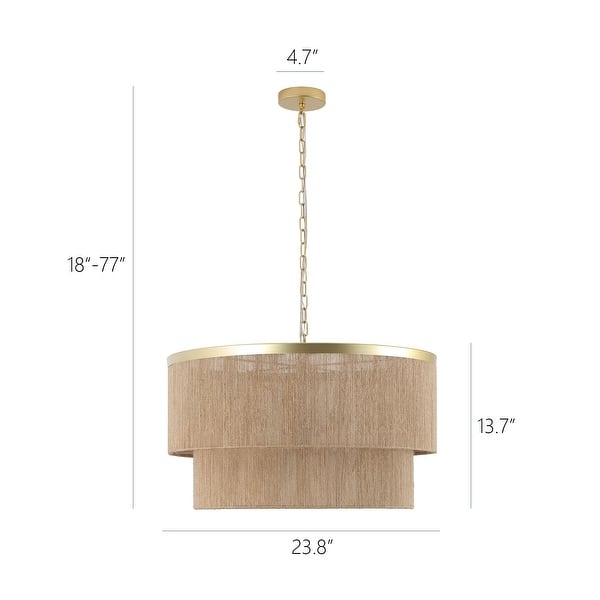 dimension image slide 3 of 4, GetLedel 23.8" 6-Light Dimmable Handwoven Drum Chandelier