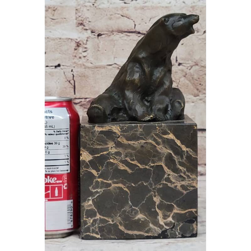Art Deco Stylish Polar Bear Bronze Sculpture Marble Base Figurine Figure Hotcast
