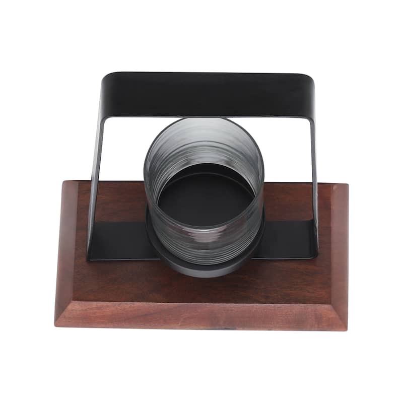 Sagebrook Home Metal Black Hurricane with Wood Base