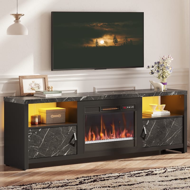 70" Fireplace TV Stand with LED lights Entertainment Center - 71 inch