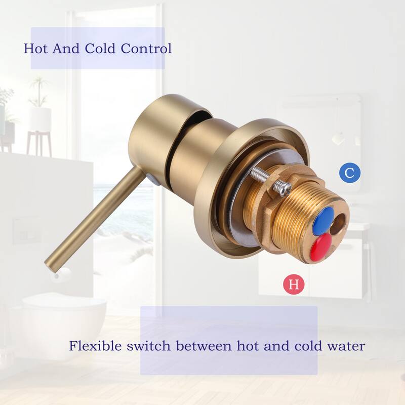 Modland 63''H Wall Mount Bathroom Faucet with High Flow & 500K Leak-Proof, Brushed Gold/ Matte Black