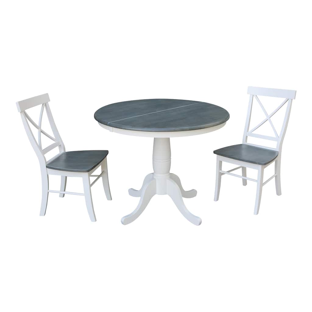 36" Round Extension Dining Table With X-back Chairs