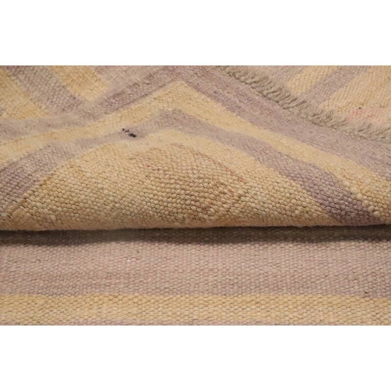 Hand Woven Oriental 100% Wool Carpet Southwestern Tribal Yellow & Gold Kilim Area Rug - 5' 11'' X 4' 0''
