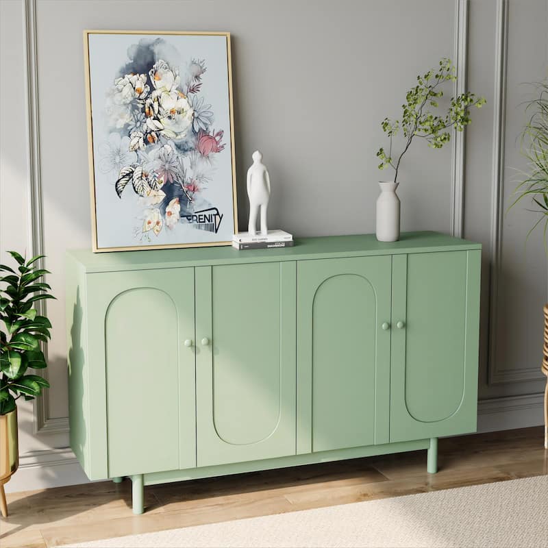 Contemporary Storage Cabinet with Adjustable Shelves and Solid Wood Pulls for Versatile Home Organization