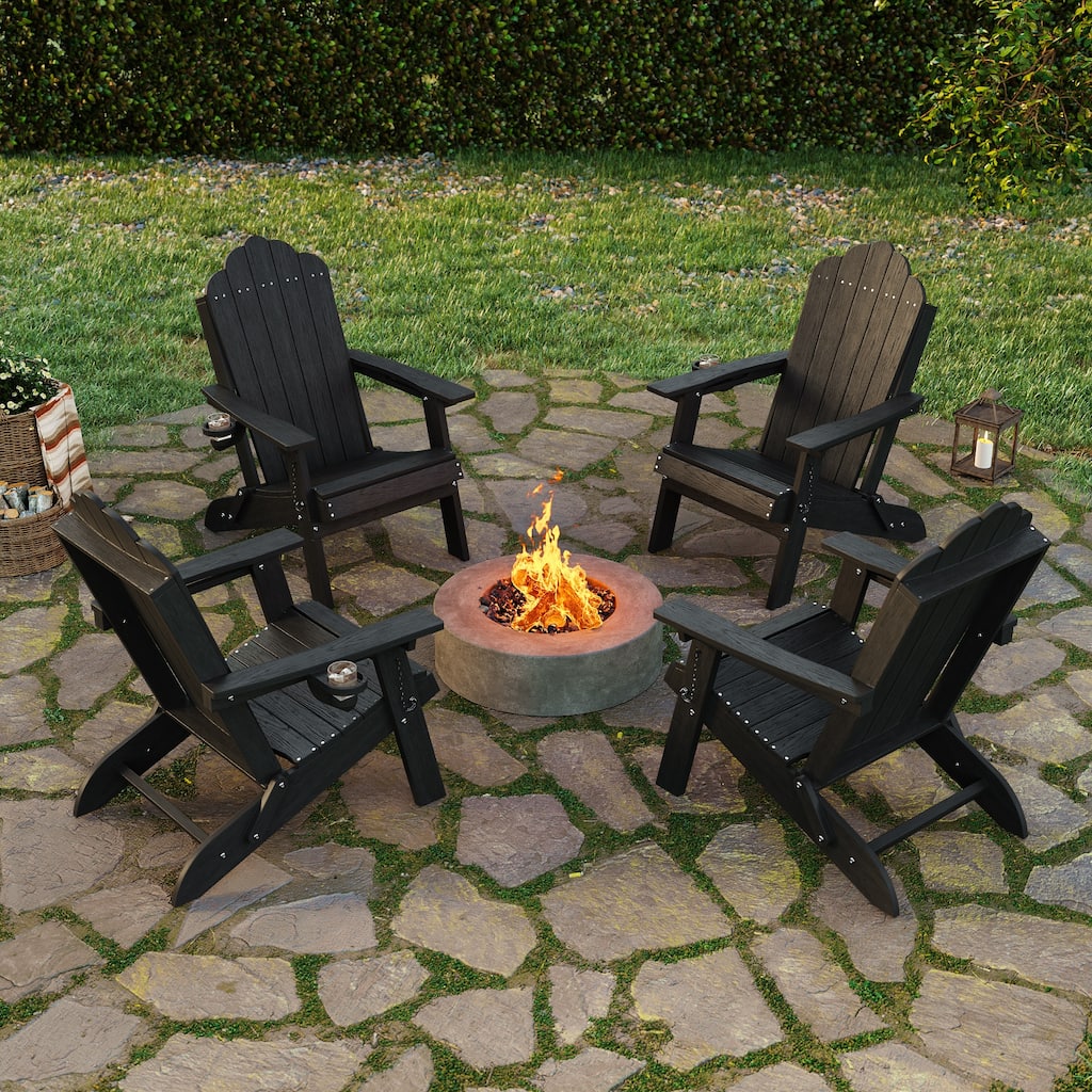 Foldable HDPE Adirondack Chair All-Weather W/ Cup Holder