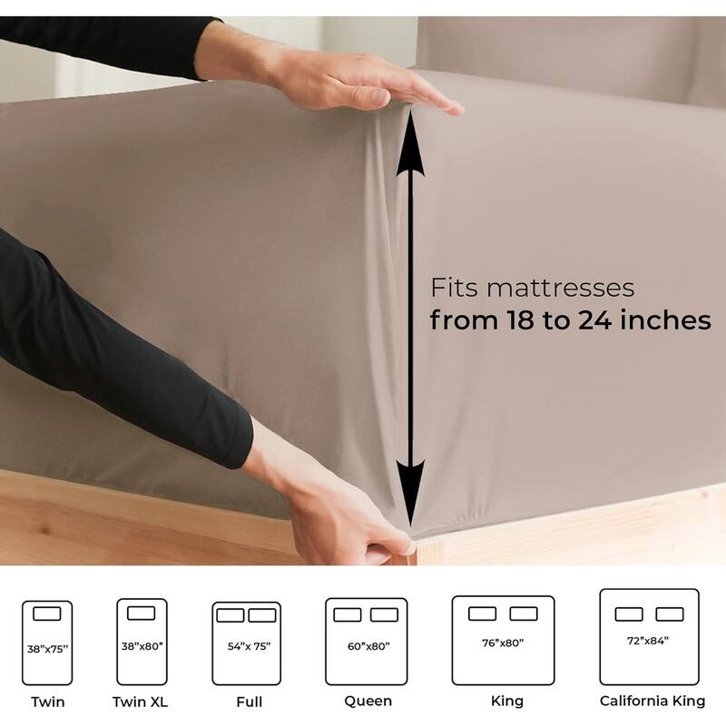 CGK Linens 4 Piece Solid Microfiber Extra Deep Pocket Bed Sheet Set