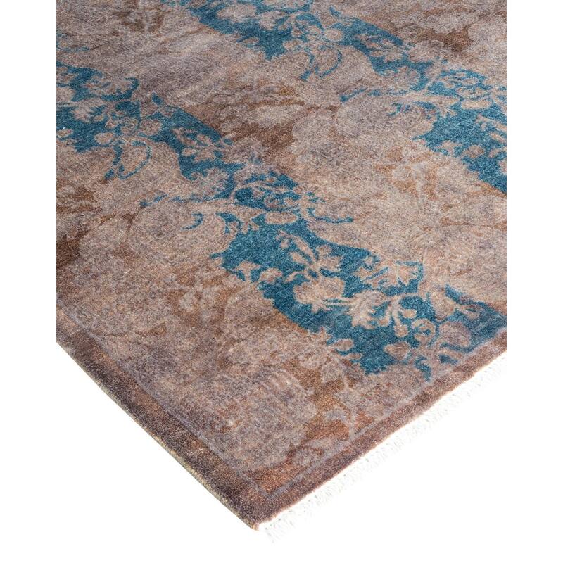 Overton Hand Knotted Wool Vintage Inspired Modern Contemporary Overdyed Brown Runner Rug - 2' 8" x 7' 10"
