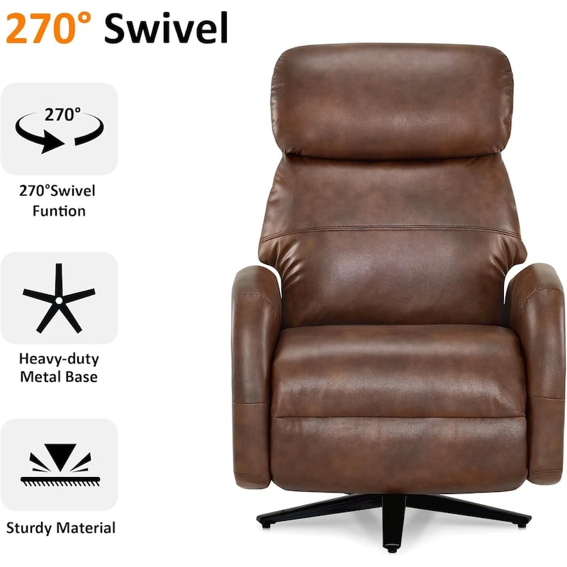 MCombo Dual Motor Power Recliner Chair for Adults, Modern Faux Leather Electric Swivel Recliner with USB Charging