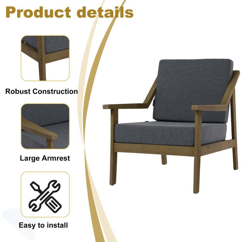 Outdoor Patio Club Chair Arm Lounge Cushion Chair (Set of 2)