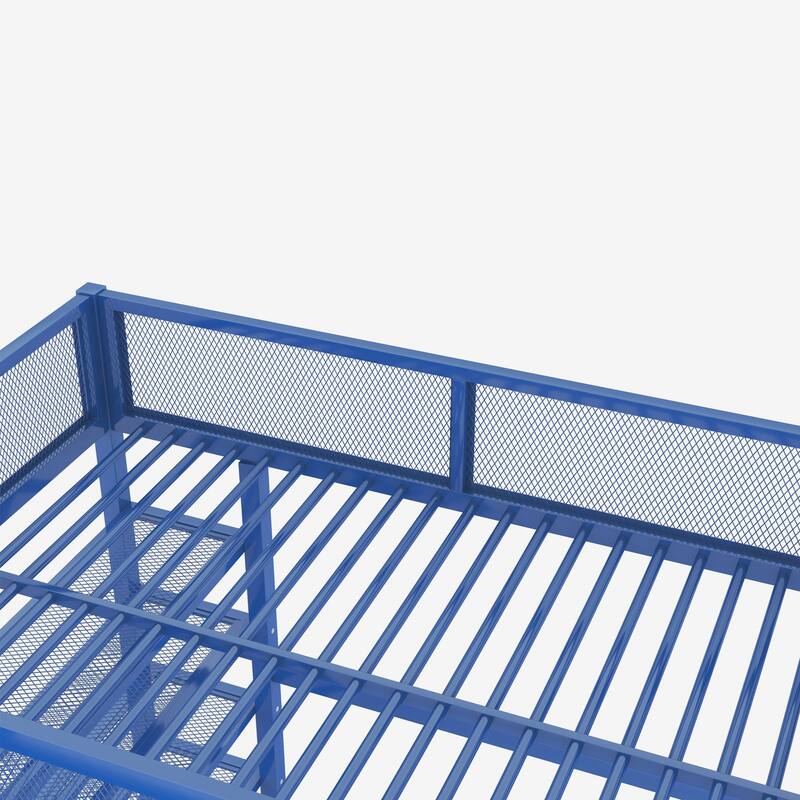 Full Size Metal Loft Bed with 4-Tier Shelves and Storage, Space-Saving Design for Kids & Teens